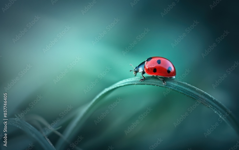 Ladybug on a Dewy Blade of Grass Ladybug on a Dewy Blade of Grass