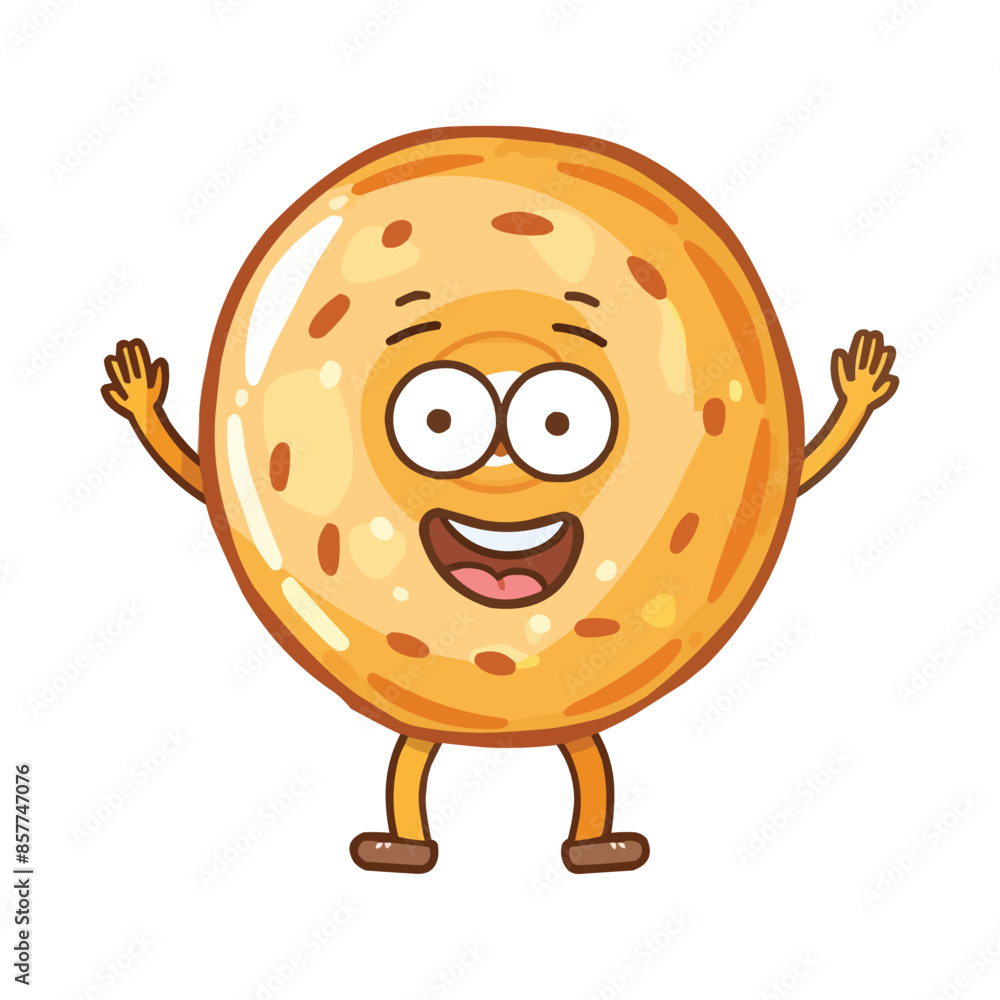 Vector A Bagel cartoon character with arms and legs on white background Vector A Bagel cartoon character with arms and legs on white background