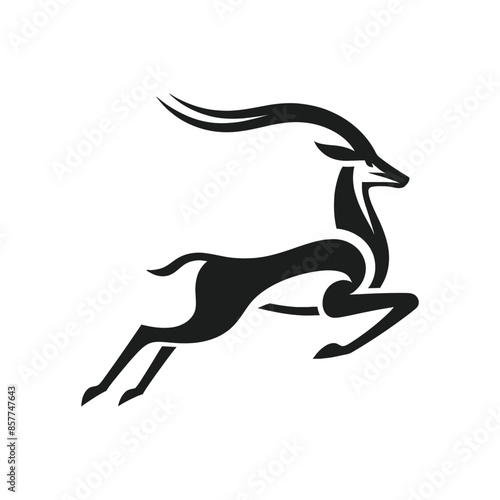 Elegant Movement Gazelle Vector Illustration in Side View Silhouette