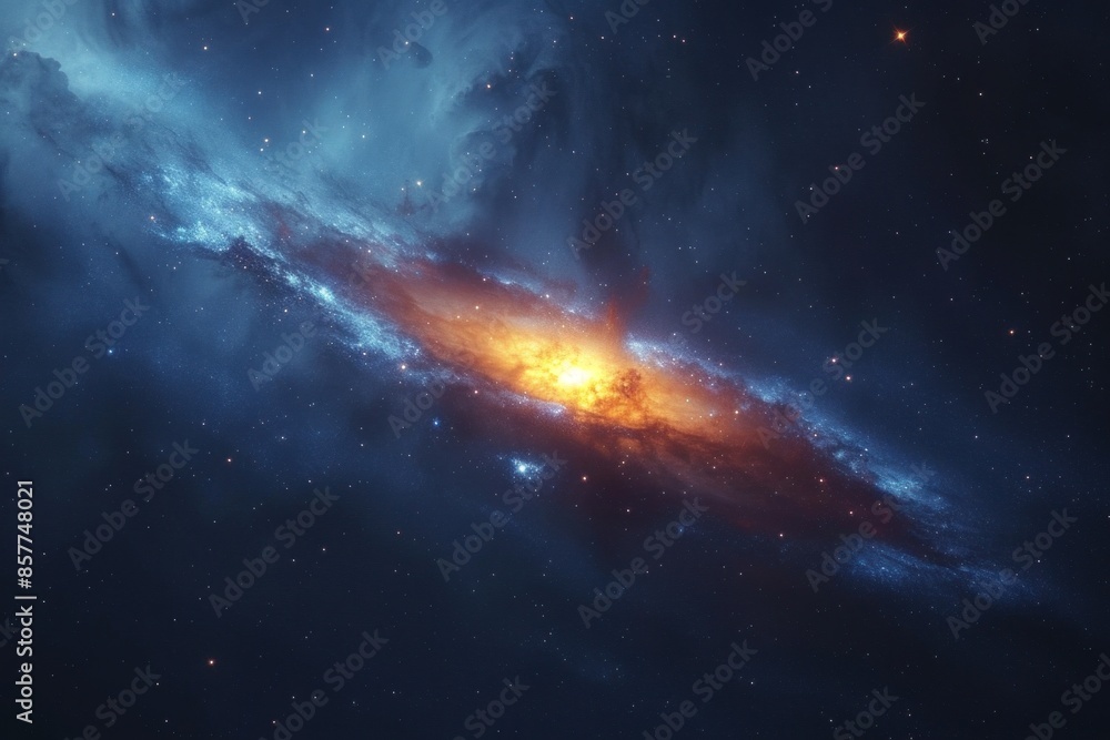 Fototapeta premium Majestic Spiral Galaxy Illuminated Against the Cosmic Darkness of Space