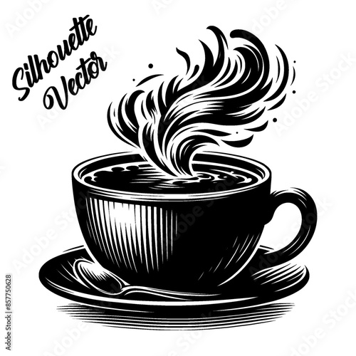 Vector silhouette of a coffee cup.