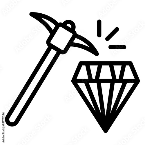 Diamond Pickaxe icon vector image. Can be used for Mining And Crafting.