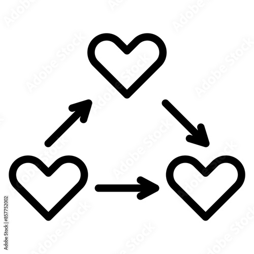 Love Triangle icon vector image. Can be used for Dating App.