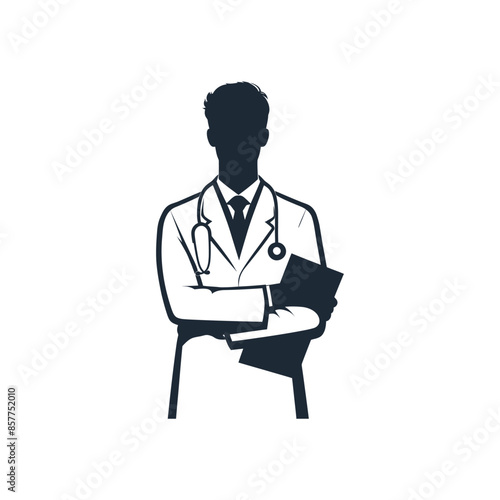 Silhouette of Success Vector Illustration Art Featuring Male Doctor