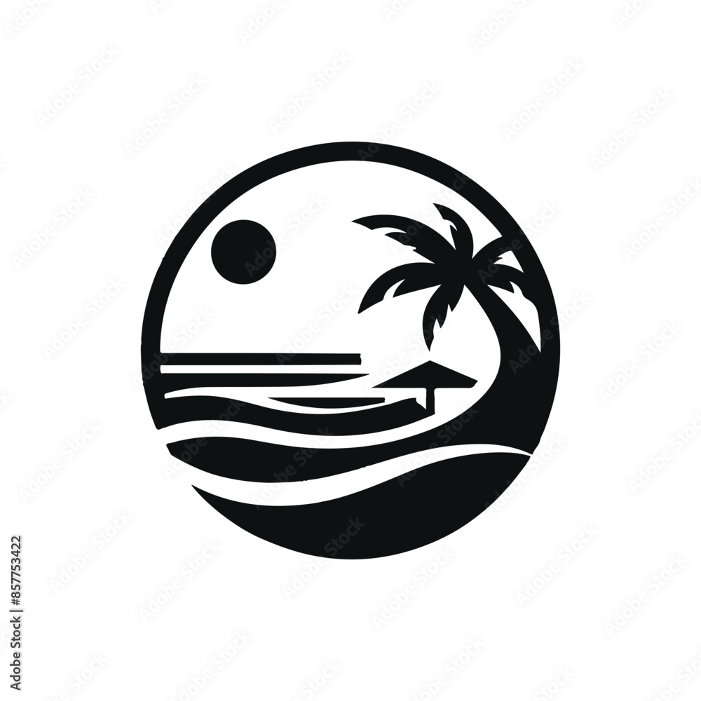 Serene Beach Logo Silhouette Designs for Summer Vibes Serene Beach Logo Silhouette Designs for Summer Vibes