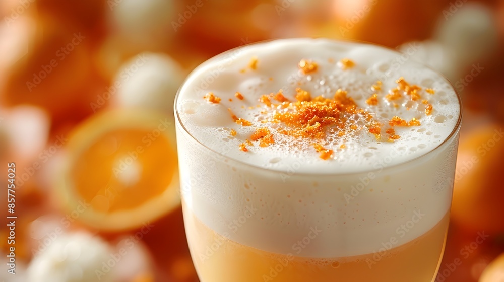 Frothy Pisco Sour Cocktail with Minimal Garnish in Bright Background Frothy Pisco Sour Cocktail with Minimal Garnish in Bright Background