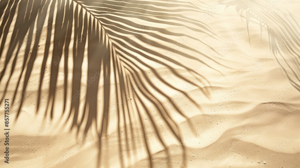 Tropical palm leaf shadow. Summer beach sand fashion background Tropical palm leaf shadow. Summer beach sand fashion background