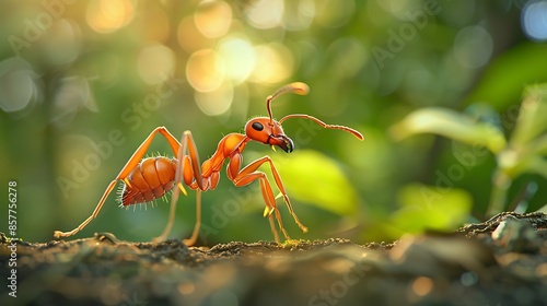 Bull Ant walking on stick photo