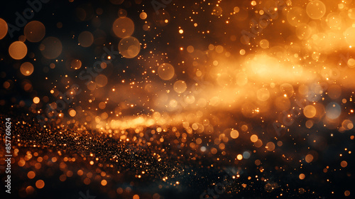 Close-up of magical flying glitter and Halloween-themed bokeh