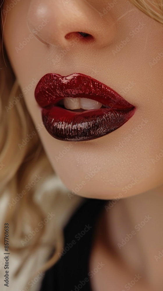 Lips colored in ombre: from dark to light shade Lips colored in ombre: from dark to light shade
