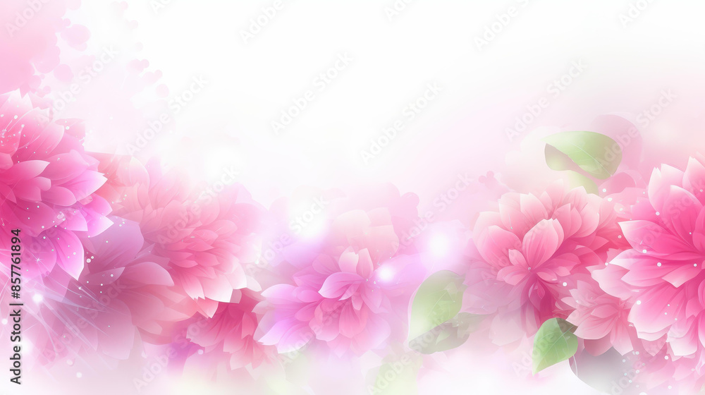 Fototapeta premium Stunning Spring Floral Greeting Card featuring Pink and Green Abstract Pattern.