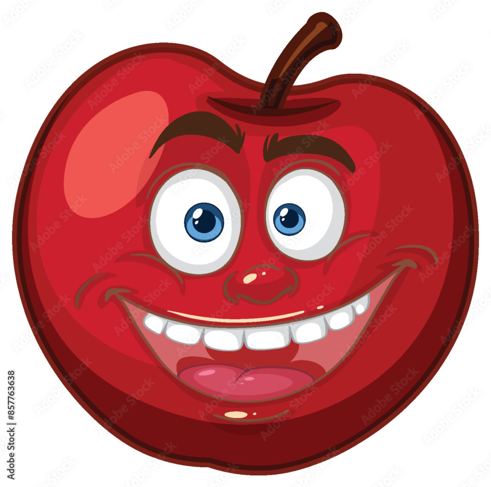 Smiling apple with expressive eyes and eyebrows Smiling apple with expressive eyes and eyebrows