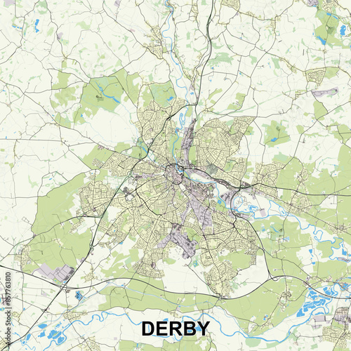 Derby, United Kingdom map poster art