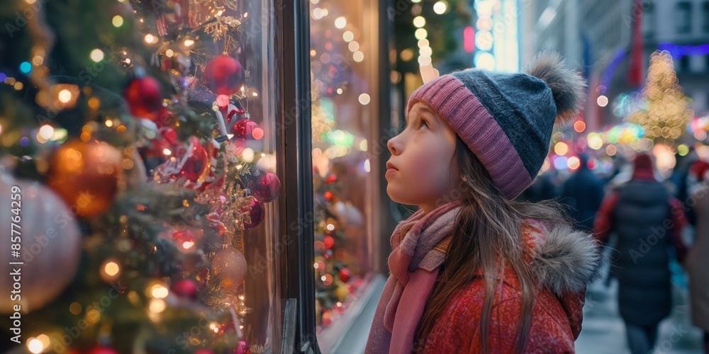 Immerse yourself in the magical holiday spirit of Christmas by going window shopping at night in a vibrant city, filled with festive joy and a sense of community, creating unforgettable moments Immerse yourself in the magical holiday spirit of Christmas by going window shopping at night in a vibrant city, filled with festive joy and a sense of community, creating unforgettable moments