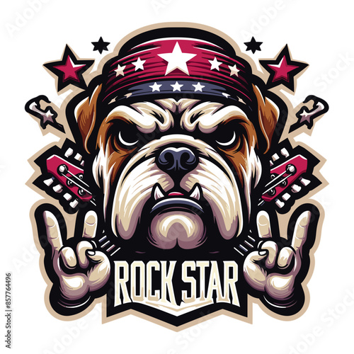 Rock star Bulldog skull head mascot vector
