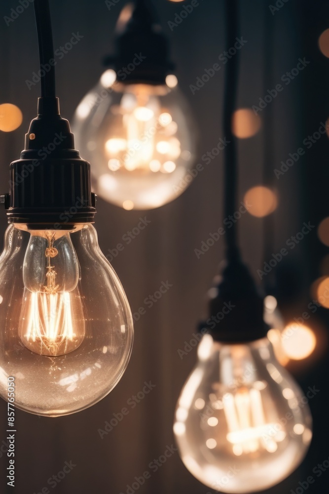 several light bulbs are hanging from a string several light bulbs are hanging from a string