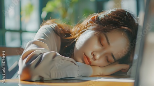 Businesswoman Resting Head ...
