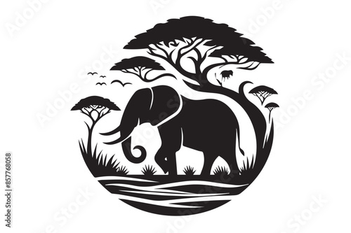 Artistic Elephant Silhouette for Print and Web