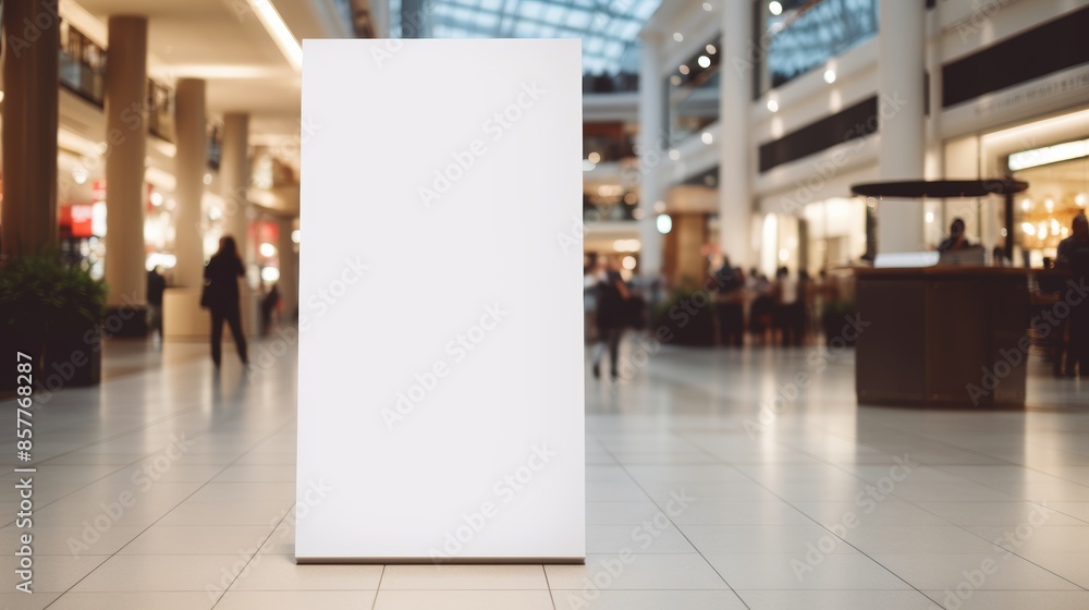 blank white vertical poster standee inside shopping mall blank white vertical poster standee inside shopping mall