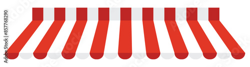 striped canopies for stores, restaurants and cafes, market tents. Roof of window marketplace. Parasol on white background. Vector illustration. EPS 10
