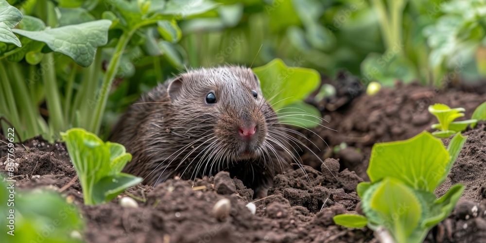 A rodent in the garden spoils the plants A rodent in the garden spoils the plants