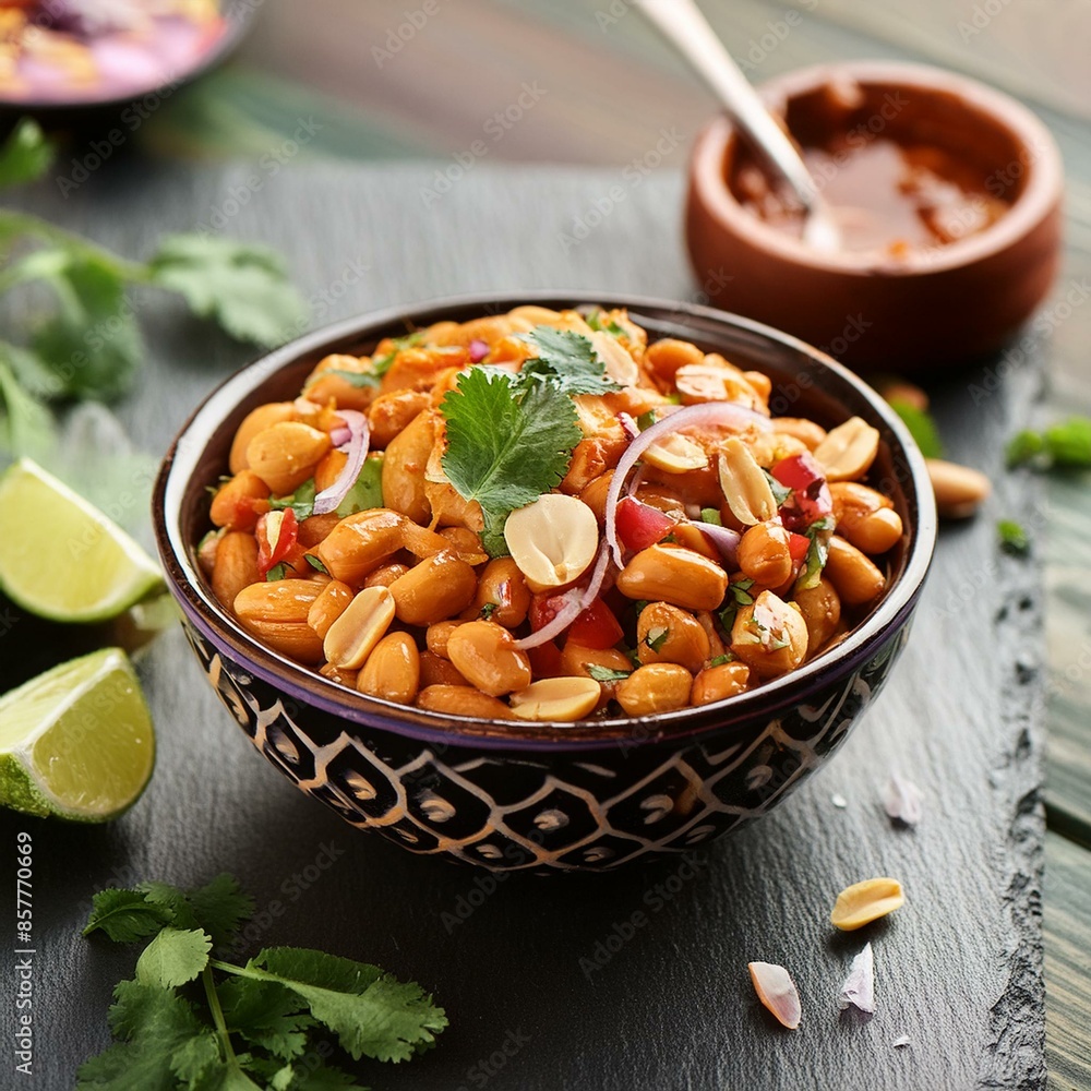 Indian chaat food crunchy masala peanuts Indian chaat food crunchy masala peanuts