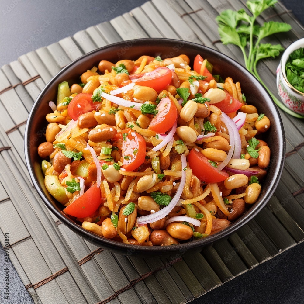 Indian chaat food crunchy masala peanuts Indian chaat food crunchy masala peanuts