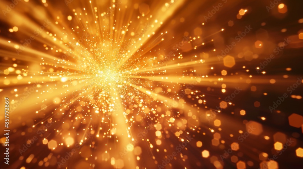 Radiant burst of golden light rays with sparkling bokeh effect, creating a warm and festive atmosphere. The dynamic composition enhances the feeling of celebration and energy. Radiant burst of golden light rays with sparkling bokeh effect, creating a warm and festive atmosphere. The dynamic composition enhances the feeling of celebration and energy.