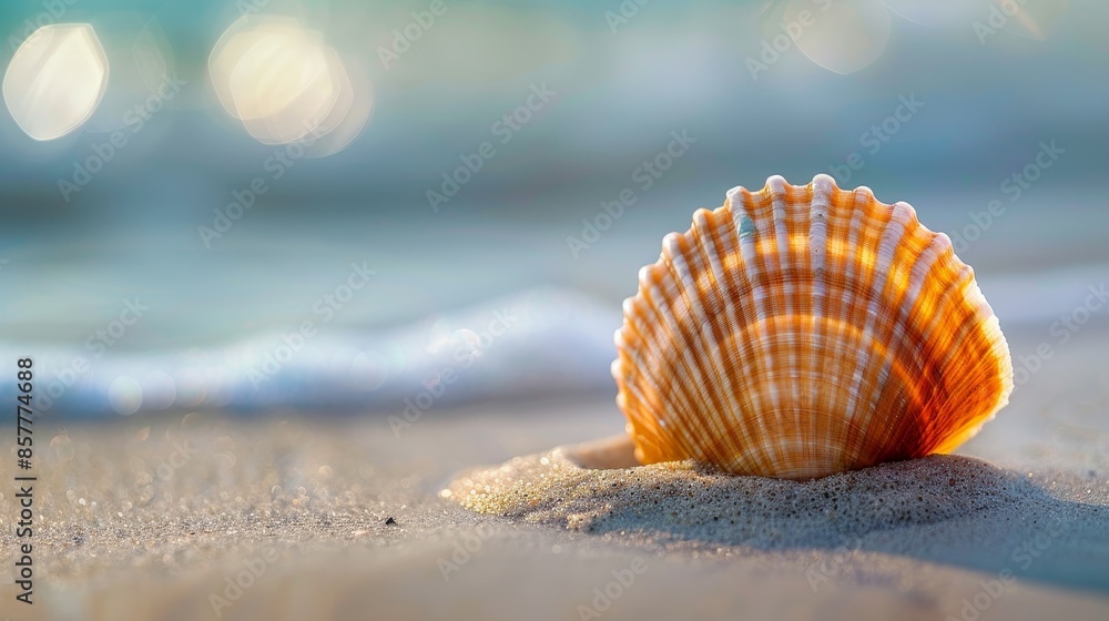 Serene Close-up of Seashell on Sandy Beach Serene Close-up of Seashell on Sandy Beach