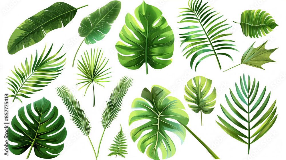 collection of green leaves isolated on white background collection of green leaves isolated on white background