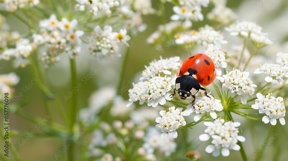 Fototapeta premium Ladybug on achillea flower