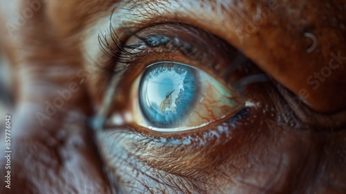 A close-up shot of a persons eye with a reflection of a bird in flight © Sasa Visual