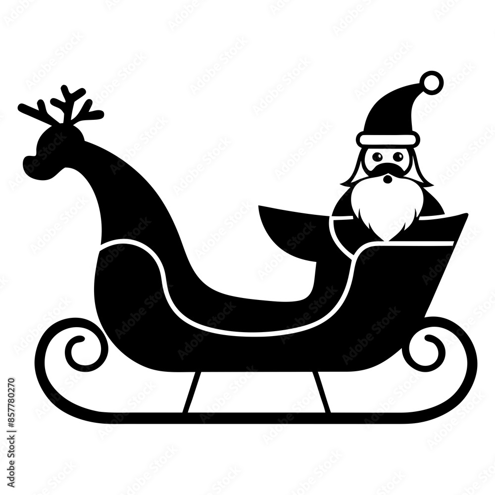 Obraz premium Santa sleigh icon vector silhouette illustration.