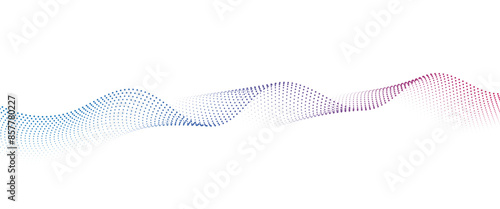 Flowing Dot Wave halftone gradient pattern on transparent background 