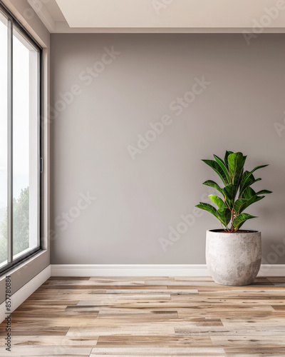 Luxury minimalist property interiors with minimal furniture and light coming into the room from a window. Luxury residential Real Estate composition.