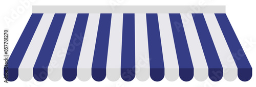 striped canopies for stores, restaurants and cafes, market tents. Roof of window marketplace. Parasol on white background. Vector illustration. EPS 10
