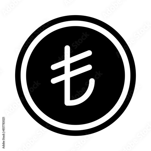 turkish lira coin black glyph icon