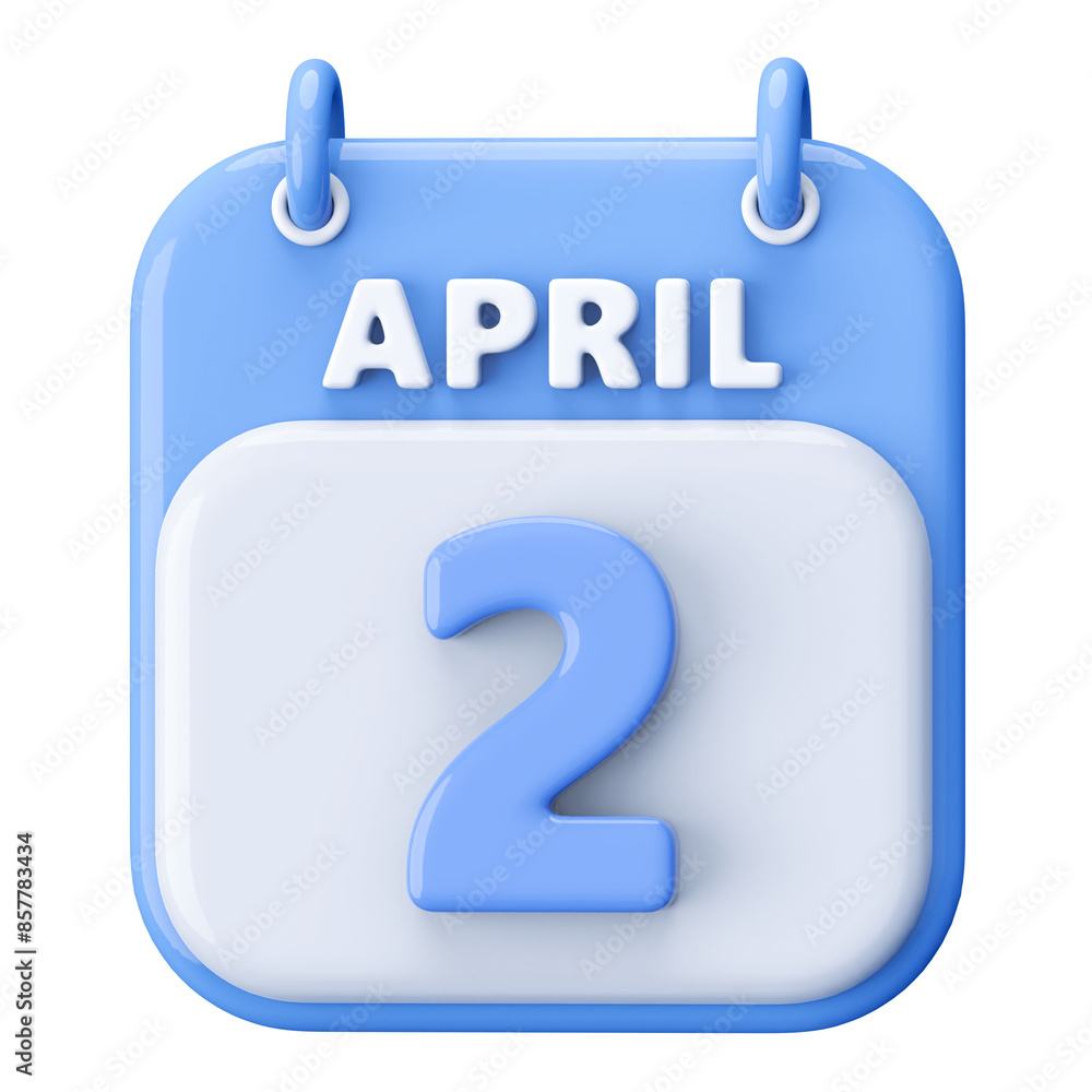 2nd April Calendar Icon 3D Render 2nd April Calendar Icon 3D Render