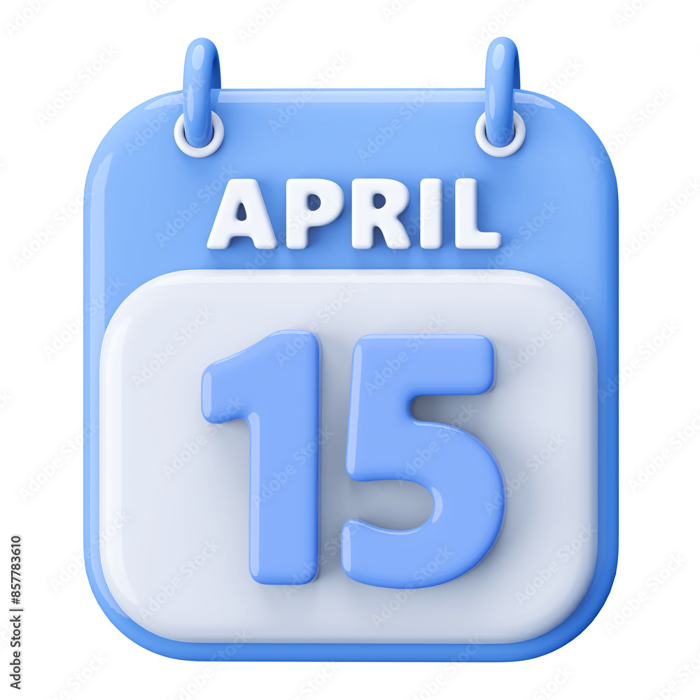 15th April Calendar Icon 3D Render 15th April Calendar Icon 3D Render