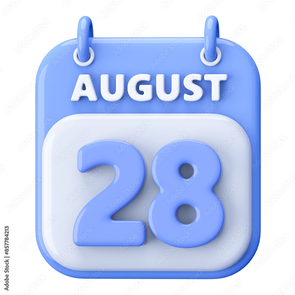 28th August Calendar Icon 3D Render 28th August Calendar Icon 3D Render