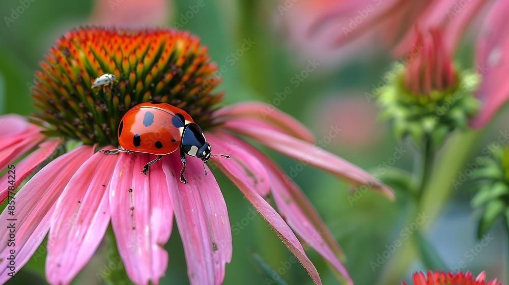 Fototapeta premium Ladybug on coneflower