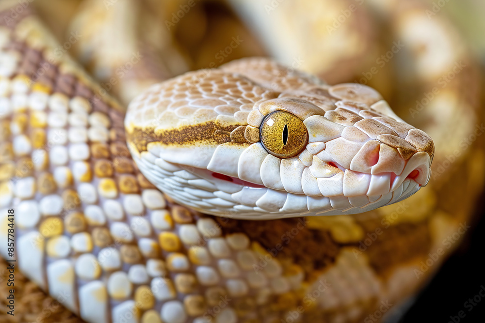 Yellow snake portrait, reptiles animal closeup Yellow snake portrait, reptiles animal closeup