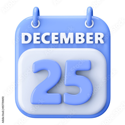 25th December Calendar Icon 3D Render