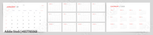 Calendar 2025, Calendar 2025 Sunday Start Corporate Design Template.