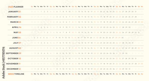 Calendar 2025, Planner 2025 Corporate Design Template.