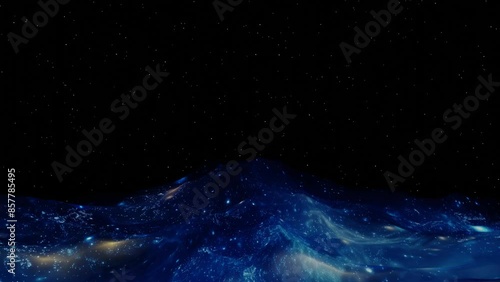 cosmic Sea Waves Motion,abstract seascape glow water,3d animation of seamless loop