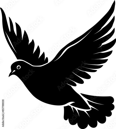 Pigeon flying dove silhouette in black color. Vector template design illustration.
