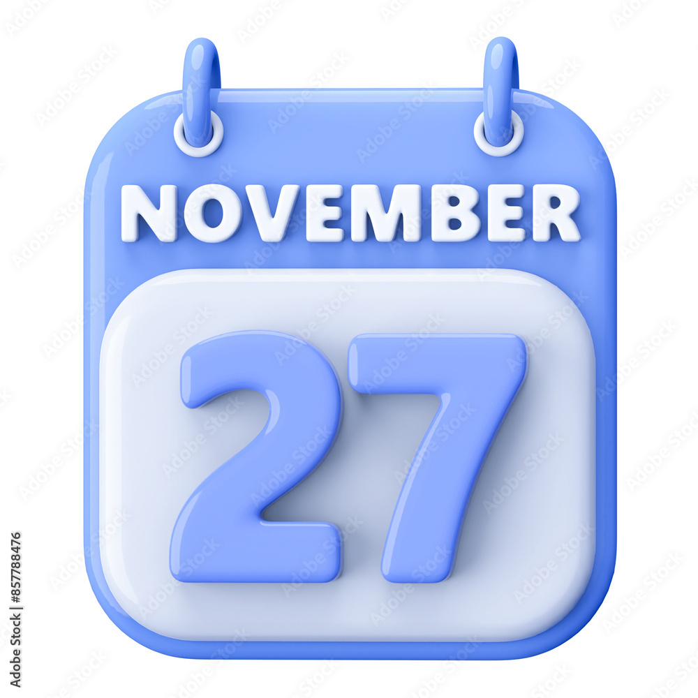 27th November Calendar Icon 3D Render 27th November Calendar Icon 3D Render