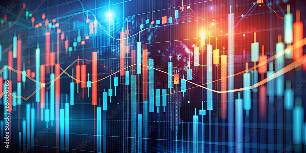 Stock market or forex trading graph and candlestick chart suitable for financial investment concept. Stock market or forex trading graph and candlestick chart suitable for financial investment concept.