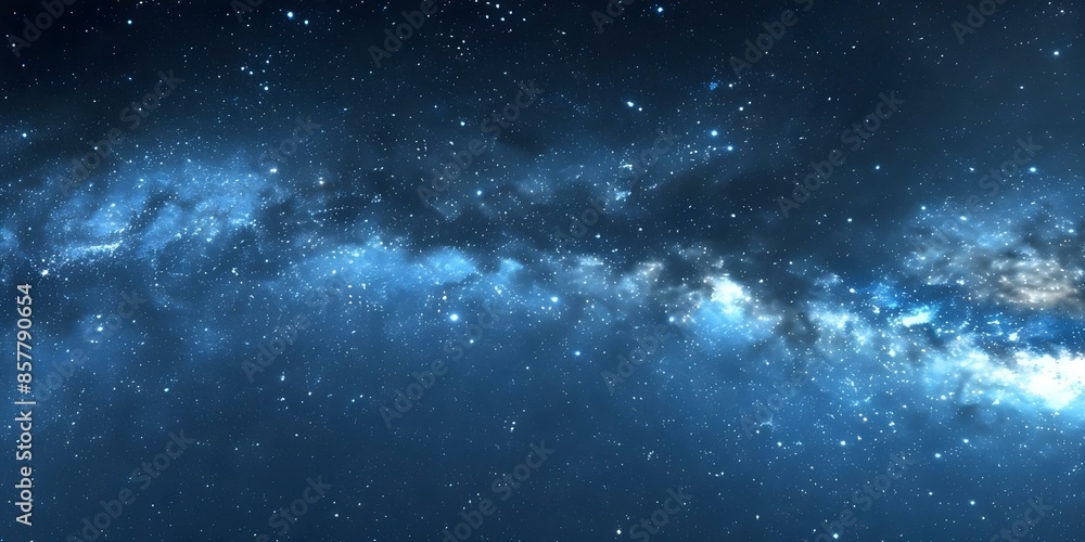 Naklejka premium Starry night sky on a canvas of endless blue a celestial masterpiece. Concept Astronomy, Night Sky, Celestial Art, Nature Photography, Star Gazing